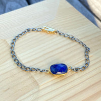 Lapis Lazuli Mixed Metals Bracelet, December Birthstone Bracelet