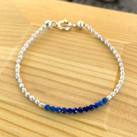 Lapis Lazuli and Freshwater Rice Pearl Bracelet, December Birthstone Bracelet