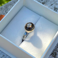 Dark Chocolate Brown Sapphire and Mixed Metals Ring, September Birthstone Ring