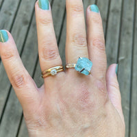 Raw Aquamarine Ring, March Birthstone Ring