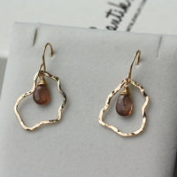 Organic Hammered Hoop Earrings with Andalusite Briolettes