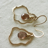 Organic Hammered Hoop Earrings with Andalusite Briolettes