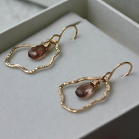 Organic Hammered Hoop Earrings with Andalusite Briolettes