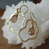 Organic Hammered Hoop Earrings with Andalusite Briolettes