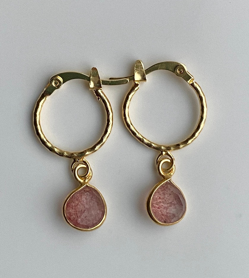 Sunstone Textured Hoop Earrings