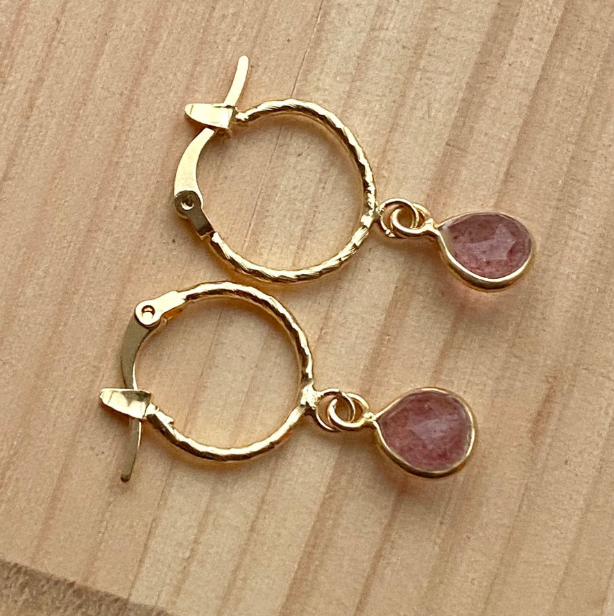 Sunstone Textured Hoop Earrings