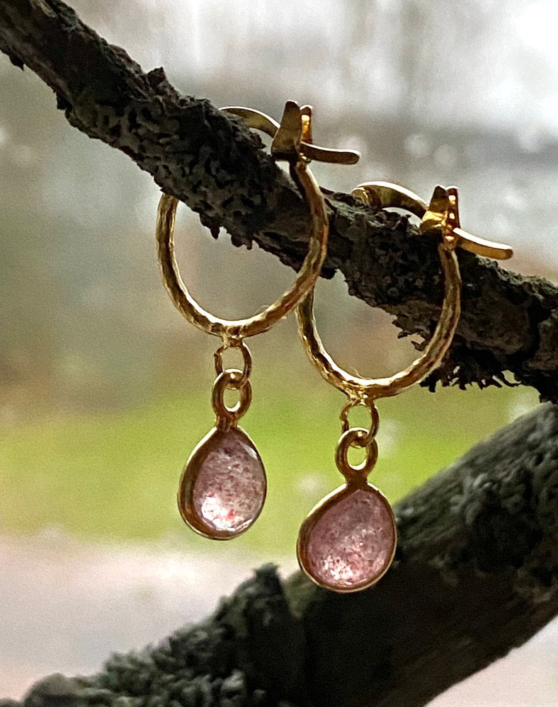 Sunstone Textured Hoop Earrings