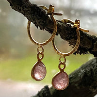 Sunstone Textured Hoop Earrings