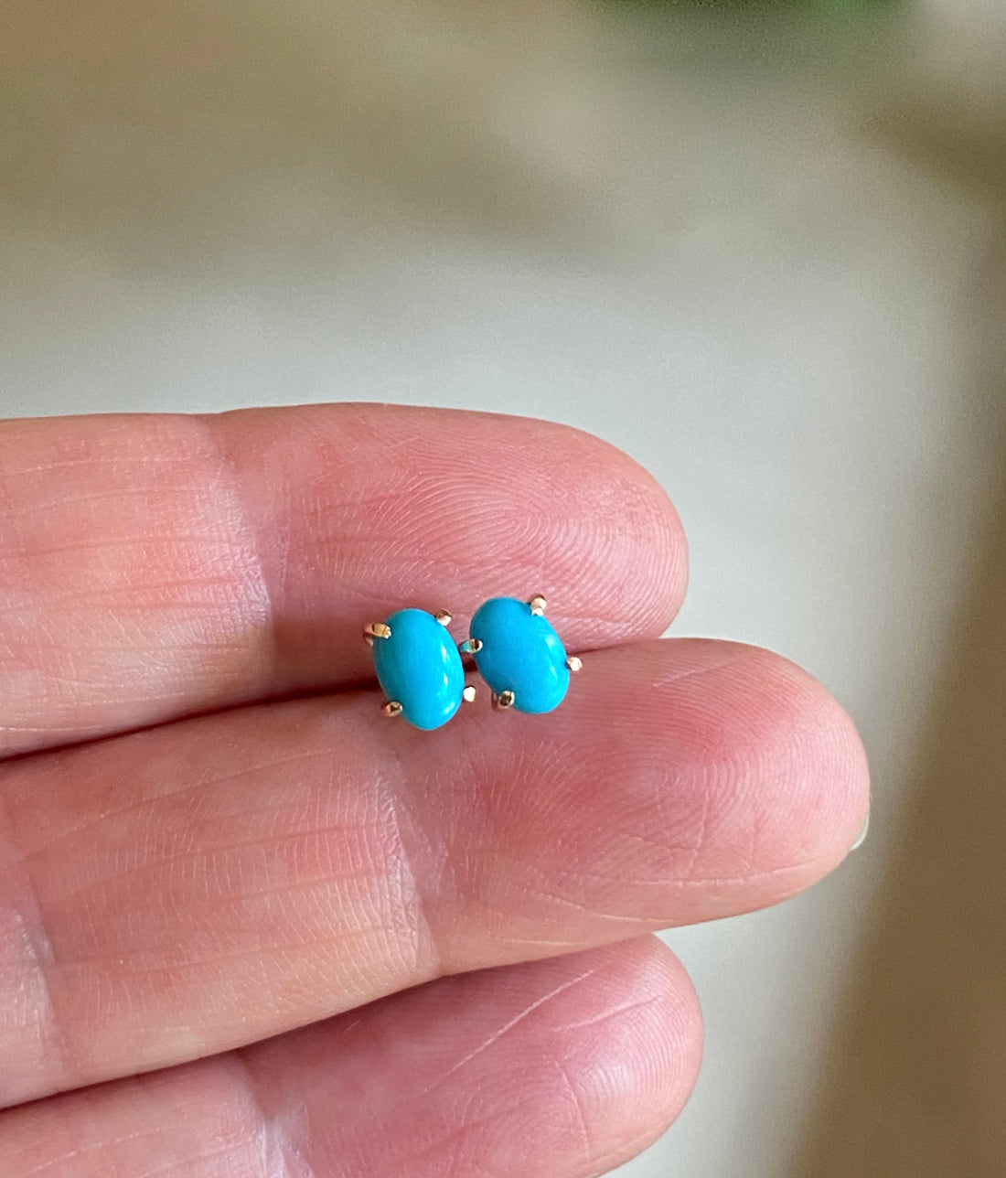 Sleeping Beauty Turquoise Stud Earrings, December Birthstone Earrings, Bridesmaid Earrings