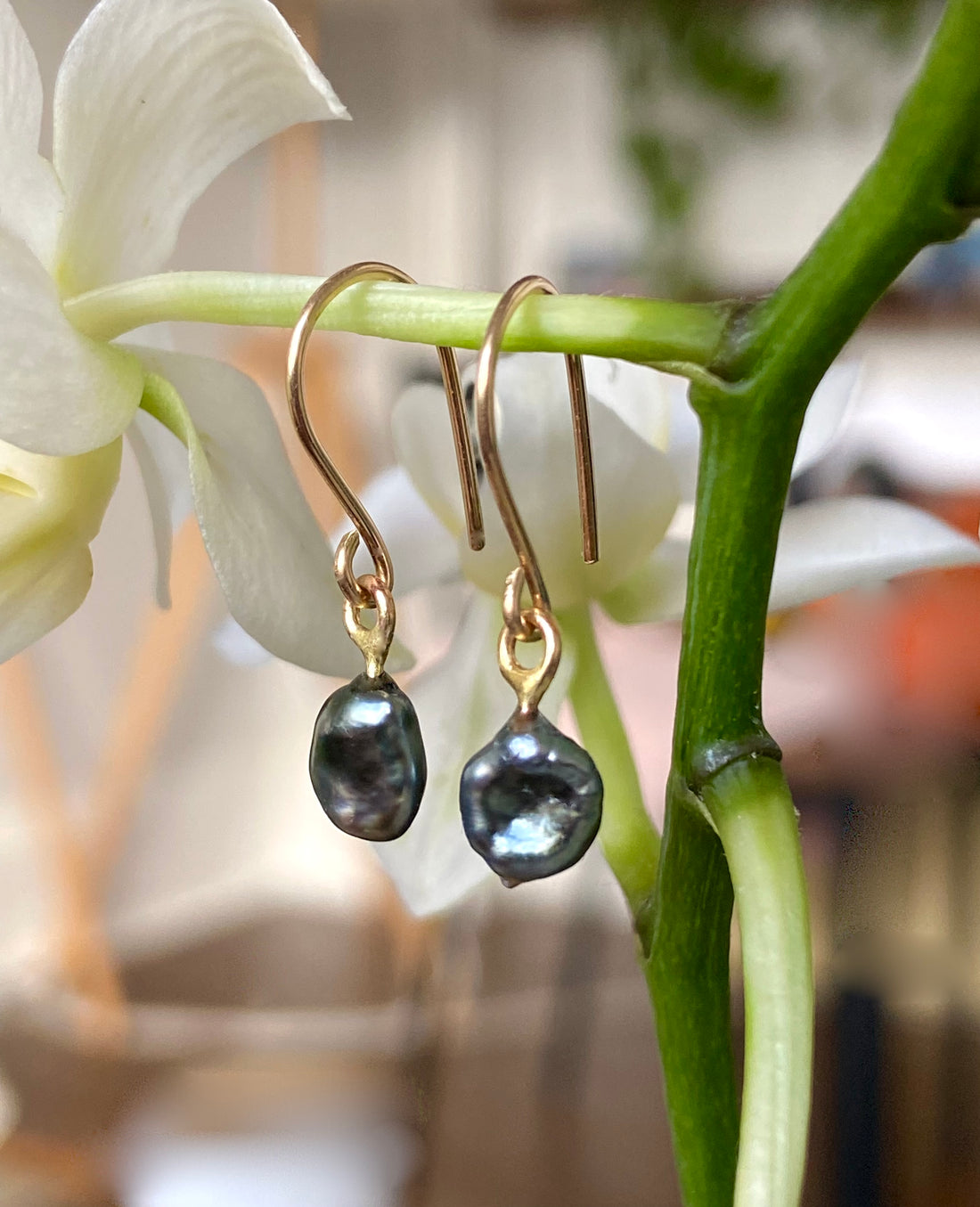 Tahitian Keshi Pearl Earrings, June Birthstone Earrings, Wedding Bridal Earrings