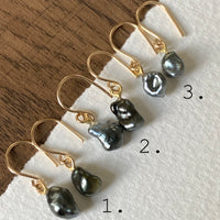 Tahitian Keshi Pearl Earrings, June Birthstone Earrings, Wedding Bridal Earrings