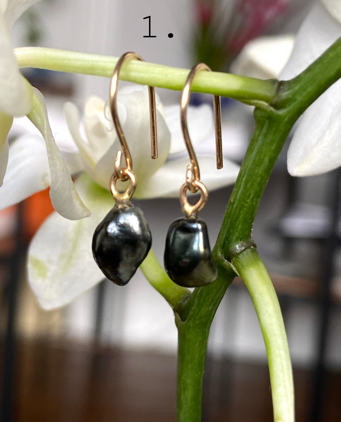 Tahitian Keshi Pearl Earrings, June Birthstone Earrings, Wedding Bridal Earrings