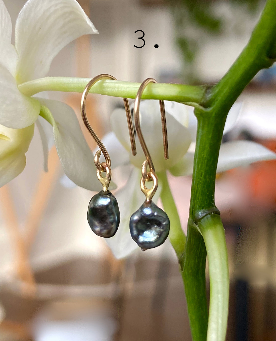 Tahitian Keshi Pearl Earrings, June Birthstone Earrings, Wedding Bridal Earrings