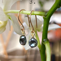 Tahitian Keshi Pearl Earrings, June Birthstone Earrings, Wedding Bridal Earrings
