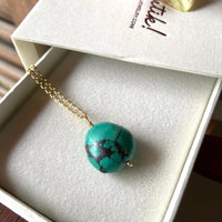 Tibetan Turquoise Pendant Necklace, December Birthstone Jewelry