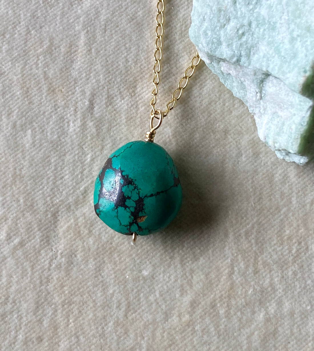 Tibetan Turquoise Pendant Necklace, December Birthstone Jewelry