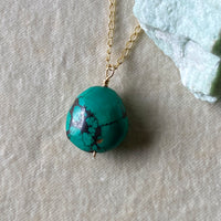 Tibetan Turquoise Pendant Necklace, December Birthstone Jewelry