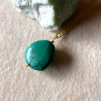 Tibetan Turquoise Pendant Necklace, December Birthstone Jewelry