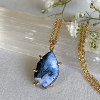 Moonstone Tourmaline Pendant Necklace, October and June Birthstone Necklace