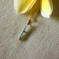 Raw Blue Tourmaline Pendant Necklace, October Birthstone Jewelry