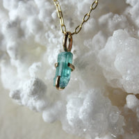 Raw Paraiba Tourmaline Pendant Necklace, October Birthstone Necklace