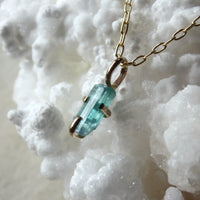 Raw Paraiba Tourmaline Pendant Necklace, October Birthstone Necklace
