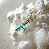 Raw Paraiba Tourmaline Pendant Necklace, October Birthstone Necklace