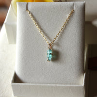 Raw Paraiba Tourmaline Pendant Necklace, October Birthstone Necklace