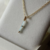 Raw Blue Tourmaline Pendant Necklace, October Birthstone Jewelry