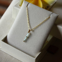 Raw Blue Tourmaline Pendant Necklace, October Birthstone Jewelry