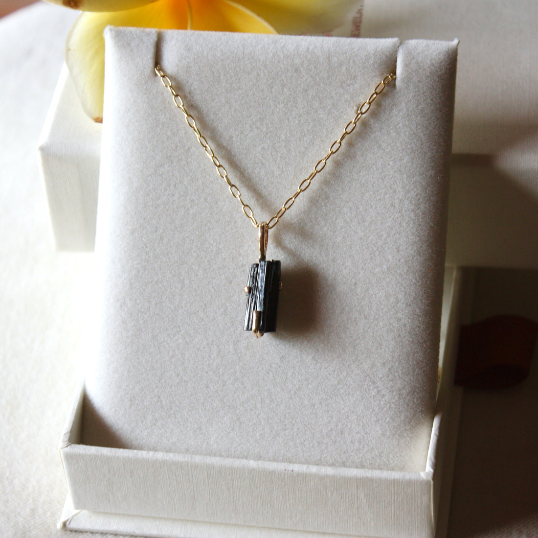 Unisex Raw Black Tourmaline Pendant Necklace, October Birthstone Jewelry