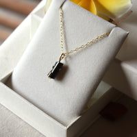 Unisex Raw Black Tourmaline Pendant Necklace, October Birthstone Jewelry