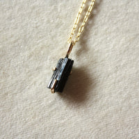 Unisex Raw Black Tourmaline Pendant Necklace, October Birthstone Jewelry