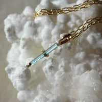 Raw Blue Tourmaline Pendant Necklace, October Birthstone Jewelry