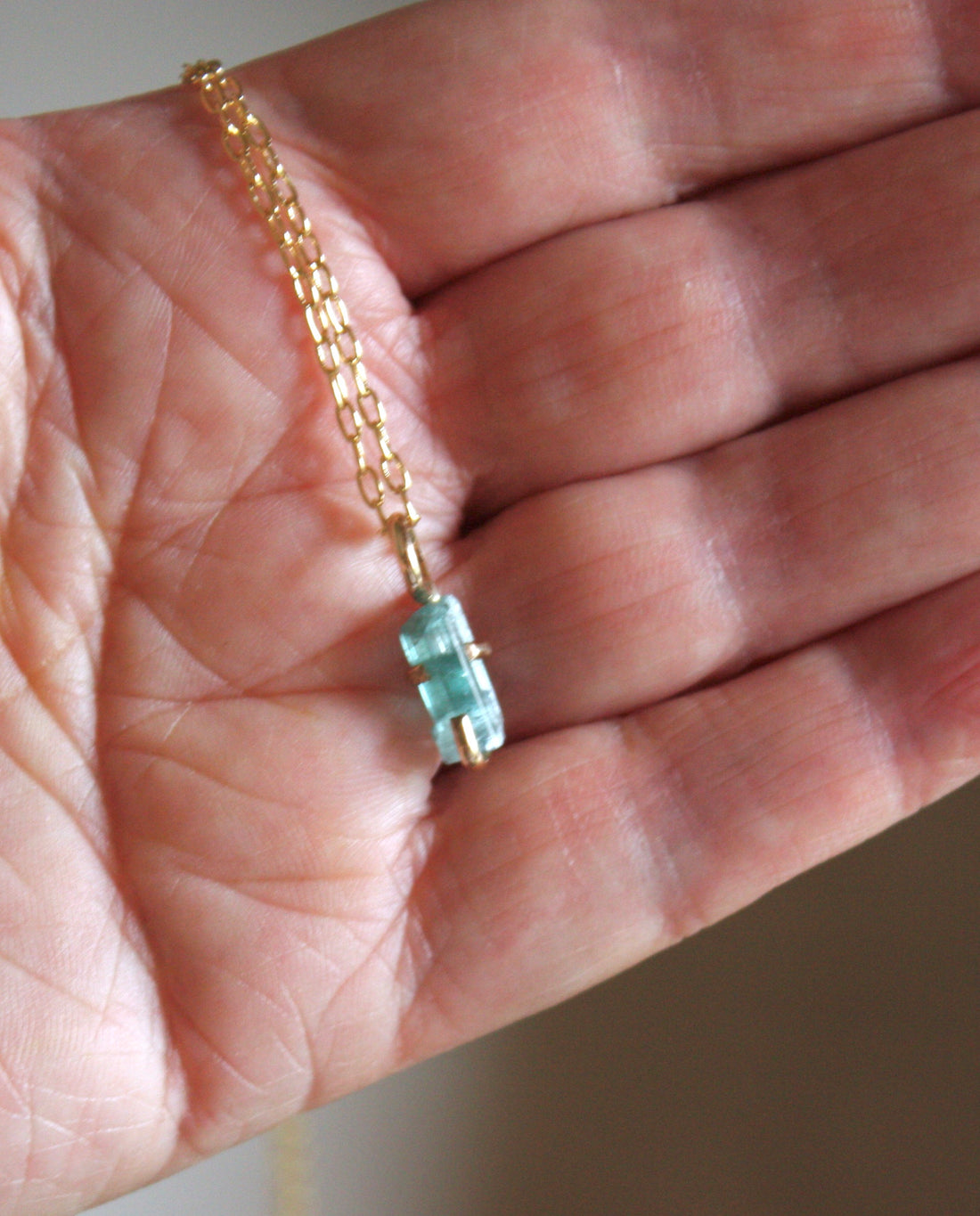 Raw Paraiba Tourmaline Pendant Necklace, October Birthstone Necklace