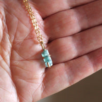 Raw Paraiba Tourmaline Pendant Necklace, October Birthstone Necklace