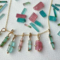 Raw Paraiba Tourmaline Pendant Necklace, October Birthstone Necklace