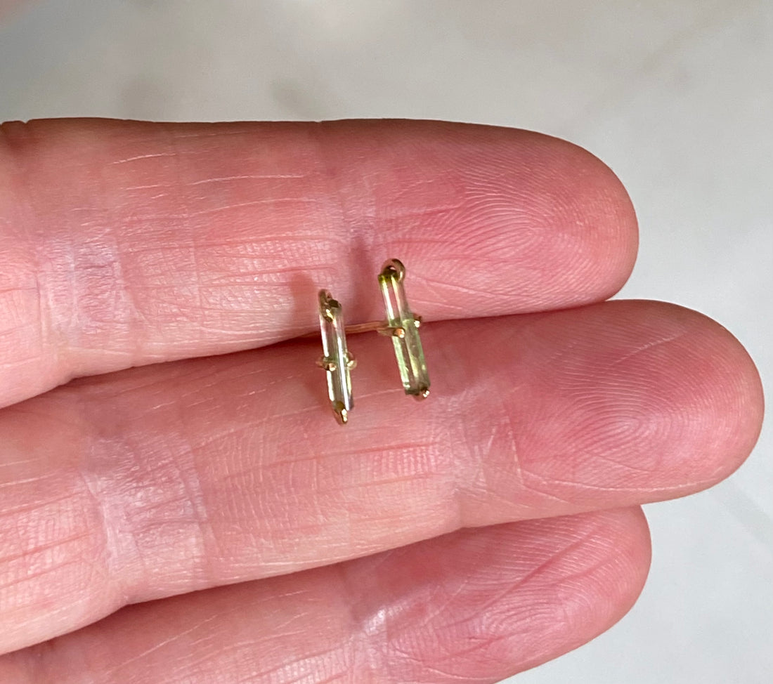 Bicolor Watermelon Tourmaline Stud Earrings, October Birthstone Earrings