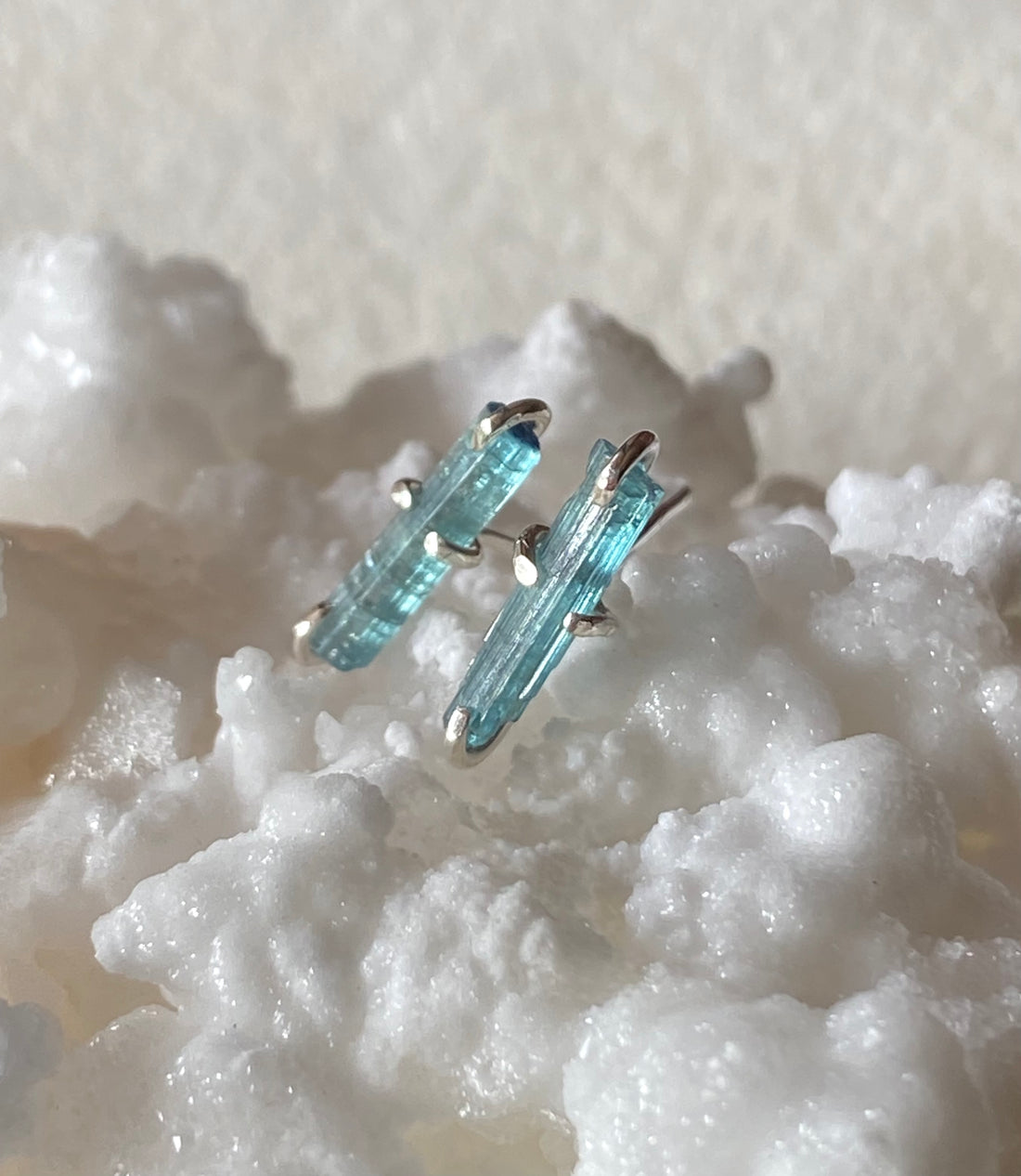 Blue Paraiba Tourmaline Stud Earrings, October Birthstone Earrings