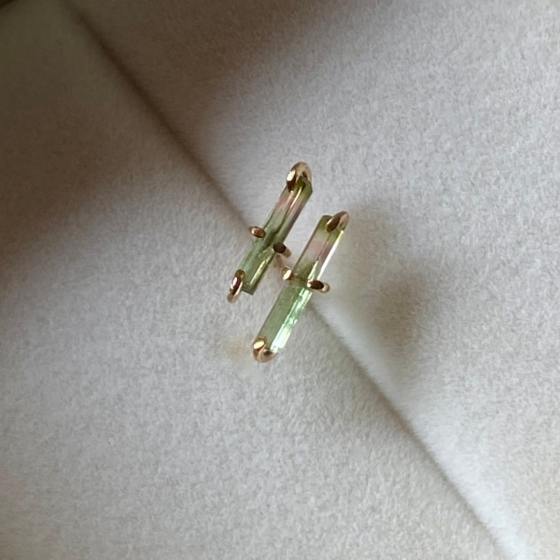 Bicolor Watermelon Tourmaline Stud Earrings, October Birthstone Earrings