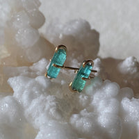 Indicolite Tourmaline Stud Earrings, October Birthstone Earrings
