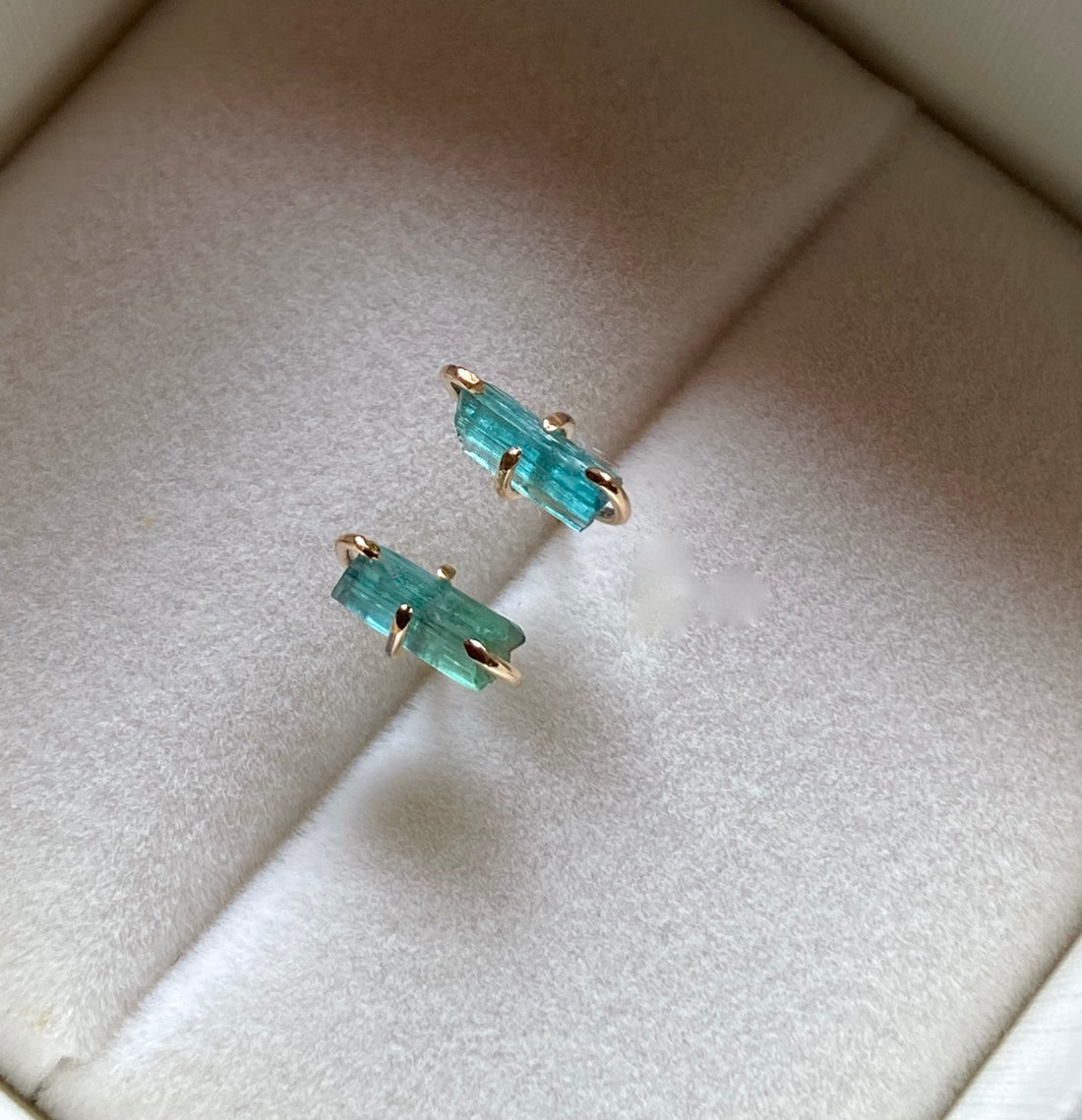 Indicolite Tourmaline Stud Earrings, October Birthstone Earrings