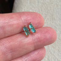 Indicolite Tourmaline Stud Earrings, October Birthstone Earrings