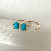Sleeping Beauty Turquoise Huggie Stud Earrings, December Birthstone Earrings
