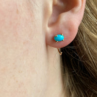 Sleeping Beauty Turquoise Huggie Stud Earrings, December Birthstone Earrings