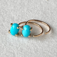 Sleeping Beauty Turquoise Huggie Stud Earrings, December Birthstone Earrings