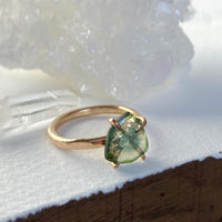 Green Watermelon Tourmaline Slice Ring, October Birthstone Ring