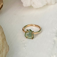 Green Watermelon Tourmaline Slice Ring, October Birthstone Ring