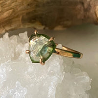 Green Watermelon Tourmaline Slice Ring, October Birthstone Ring