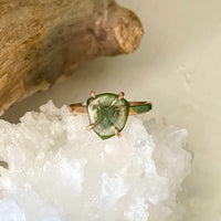 Green Watermelon Tourmaline Slice Ring, October Birthstone Ring